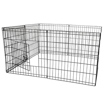 PaWz Pet Dog Playpen Puppy Exercise 8 Panel Enclosure Fence Black With Door 24" PaWz